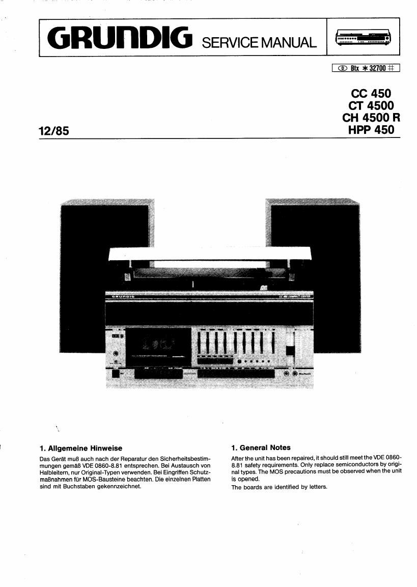 Grundig CH 4500 R Service Manual