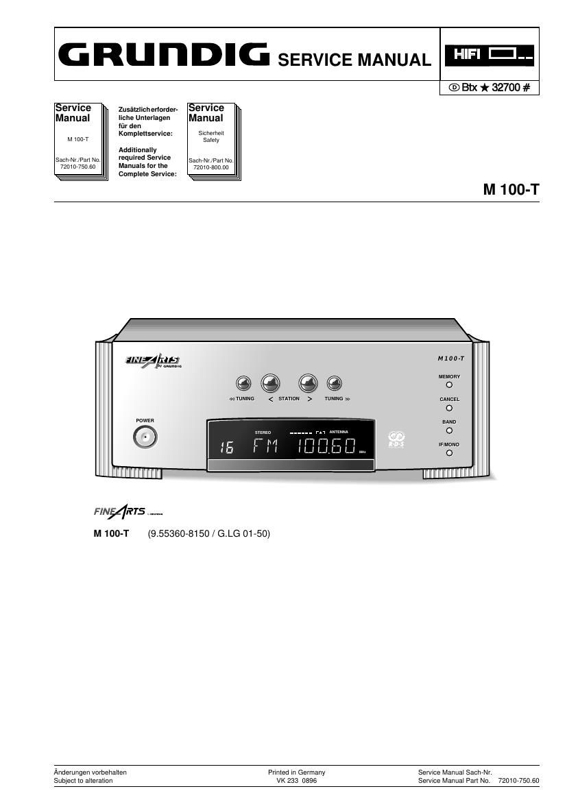 Grundig M 100 T Service Manual