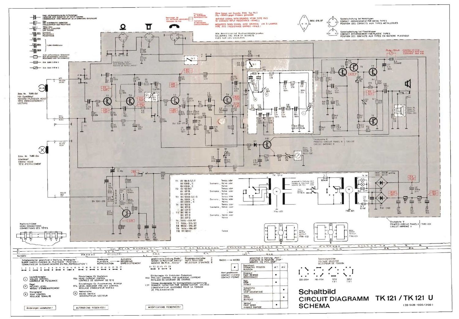 Grundig TK 121 TK 121 U Schematic