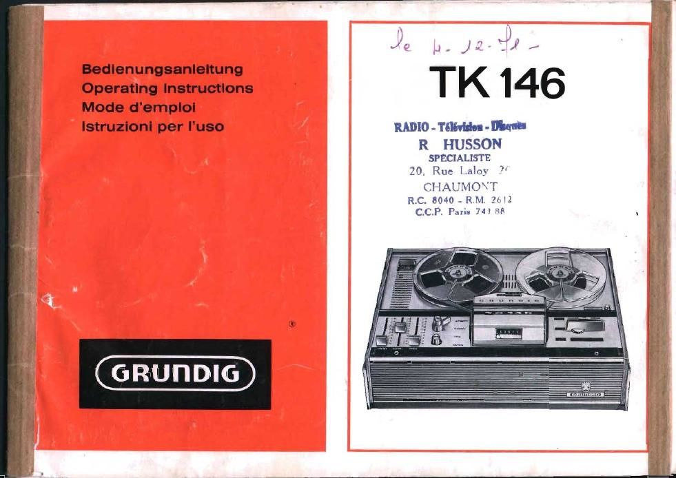 Grundig TK 146 Owners Manual