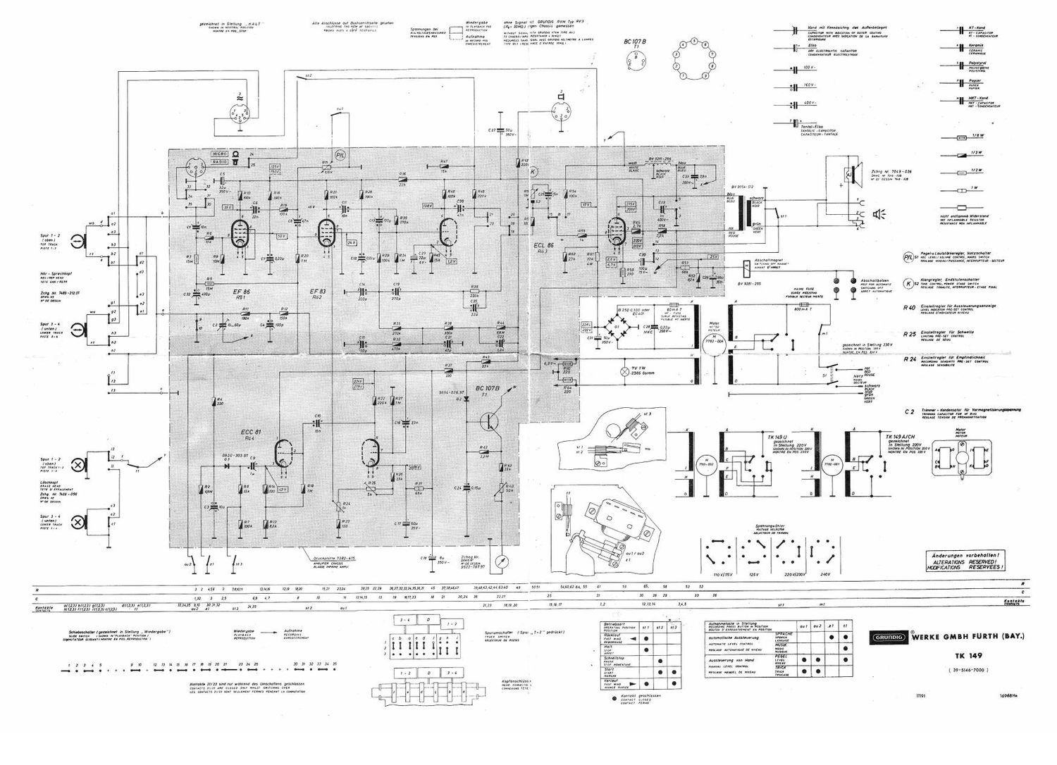 Grundig TK 149 Schematic