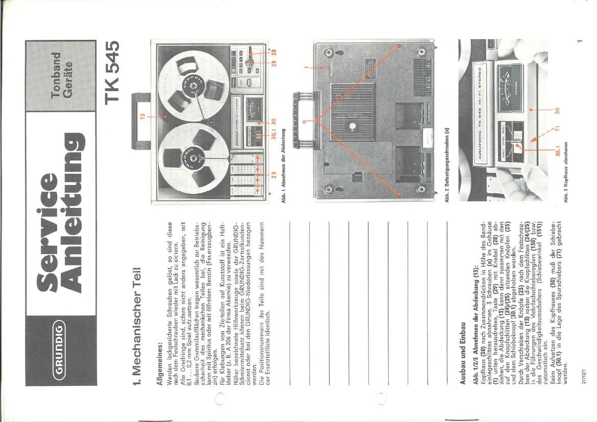 Grundig TK 545 Service Manual