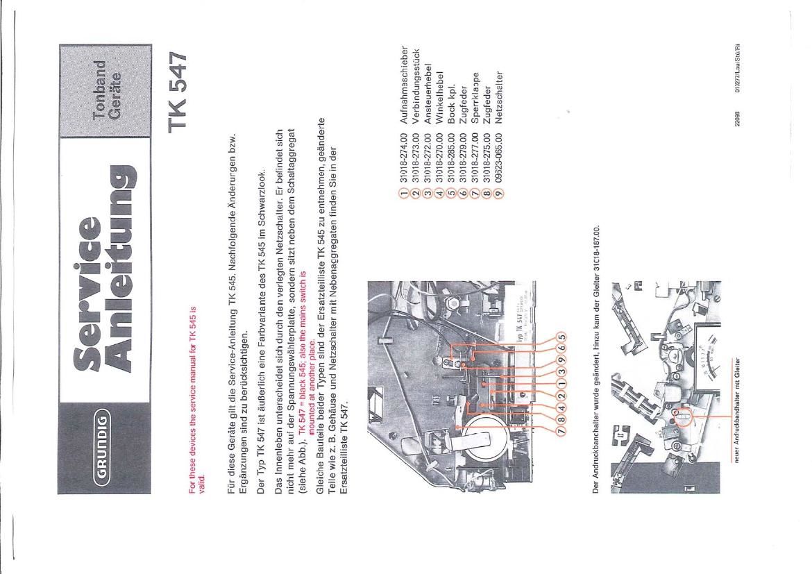 Grundig TK 547 Schematics