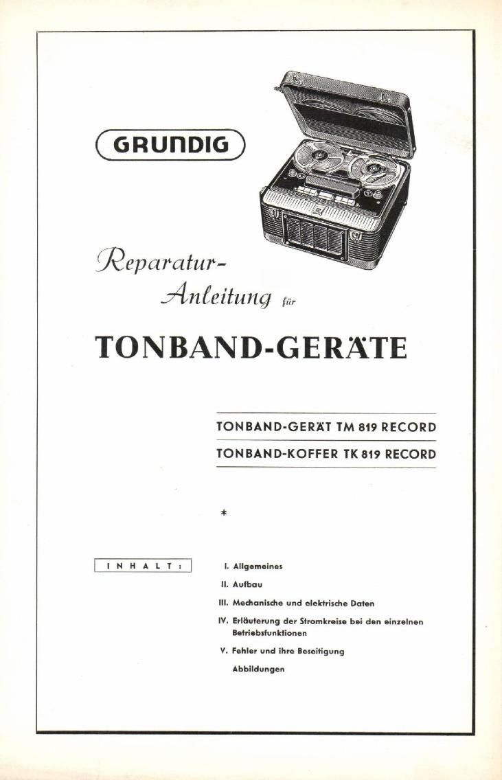 Grundig TK 819 TM 819 Service Manual