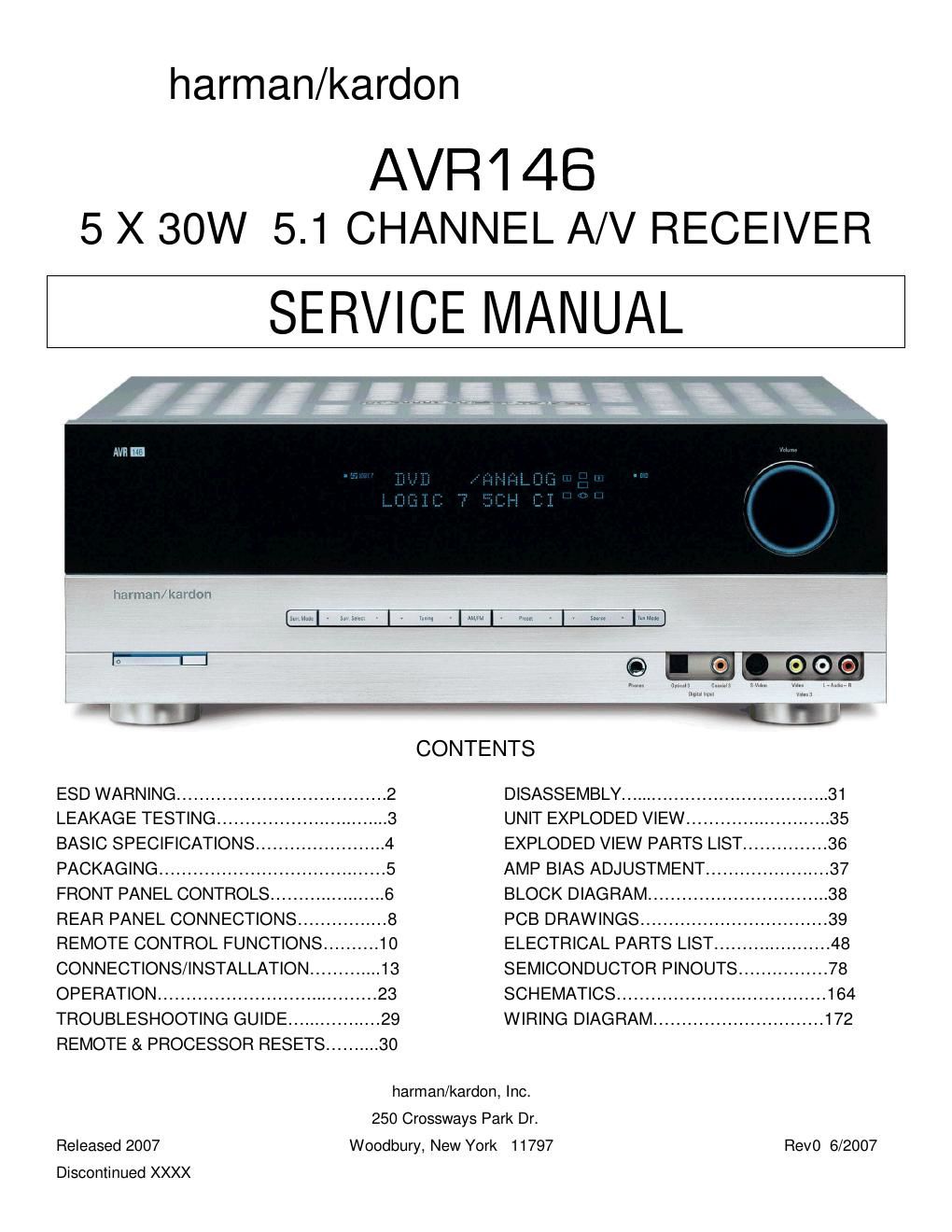 harman kardon avr 146 service manual