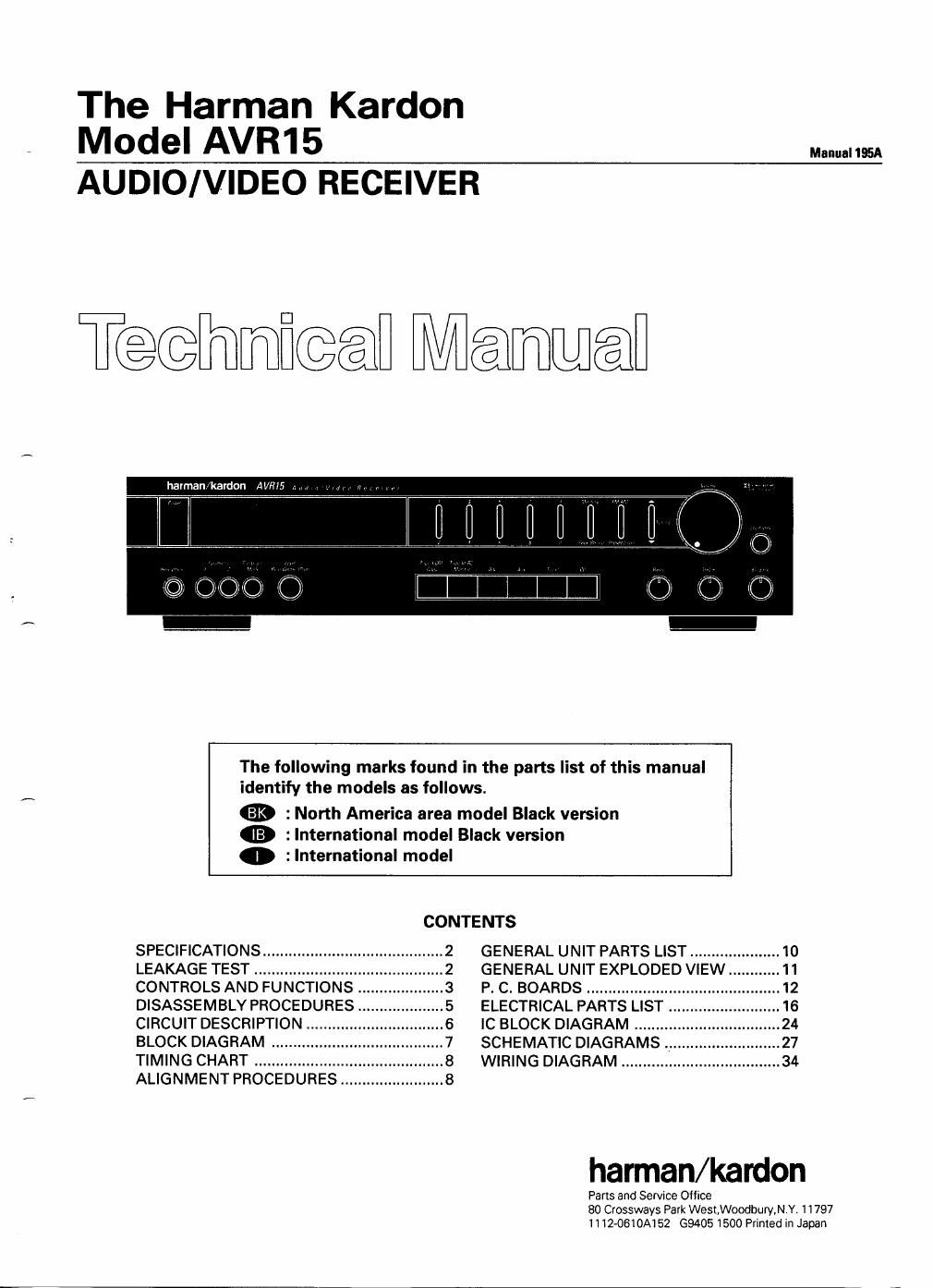 harman kardon avr 15 service manual