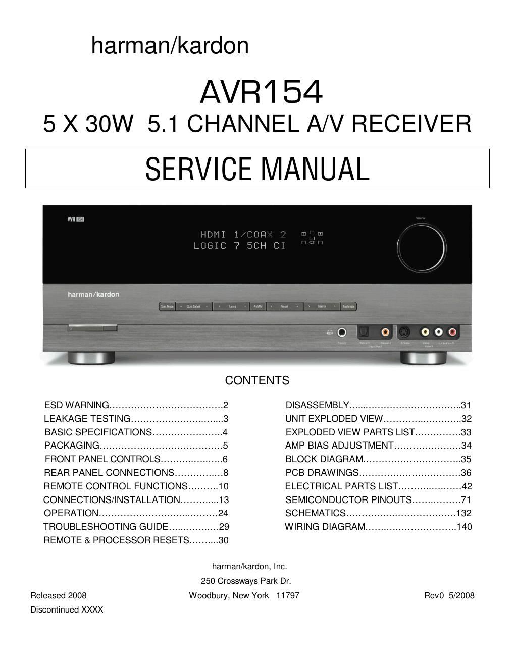 harman kardon avr 154 service manual