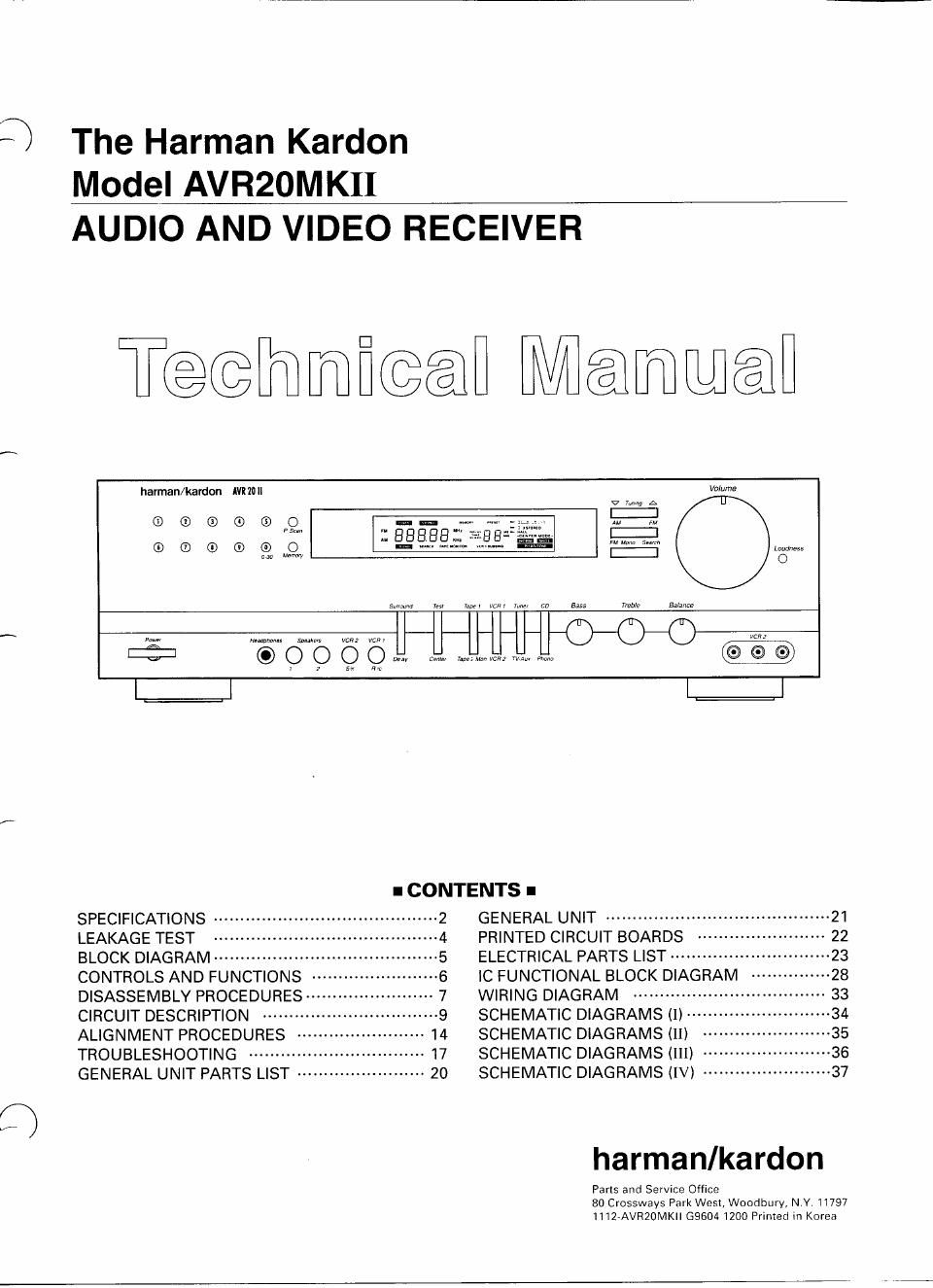 harman kardon avr 20mkii rec