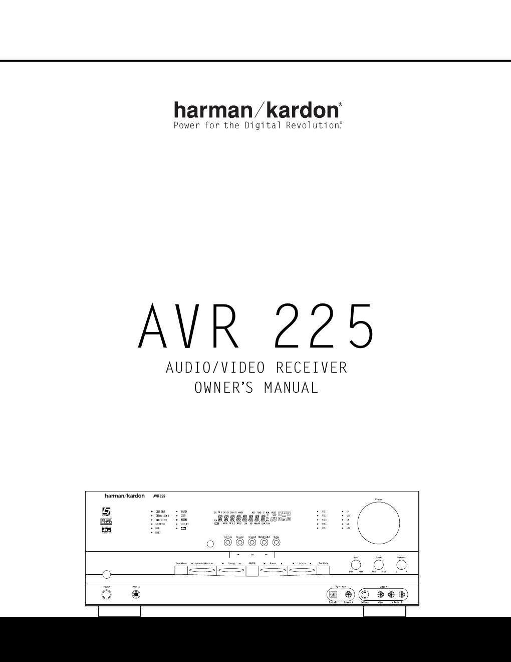 harman kardon avr 225 owners manual