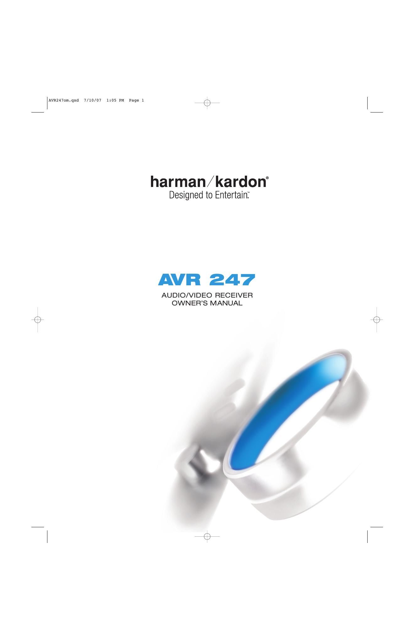 harman kardon avr 247 owners manual