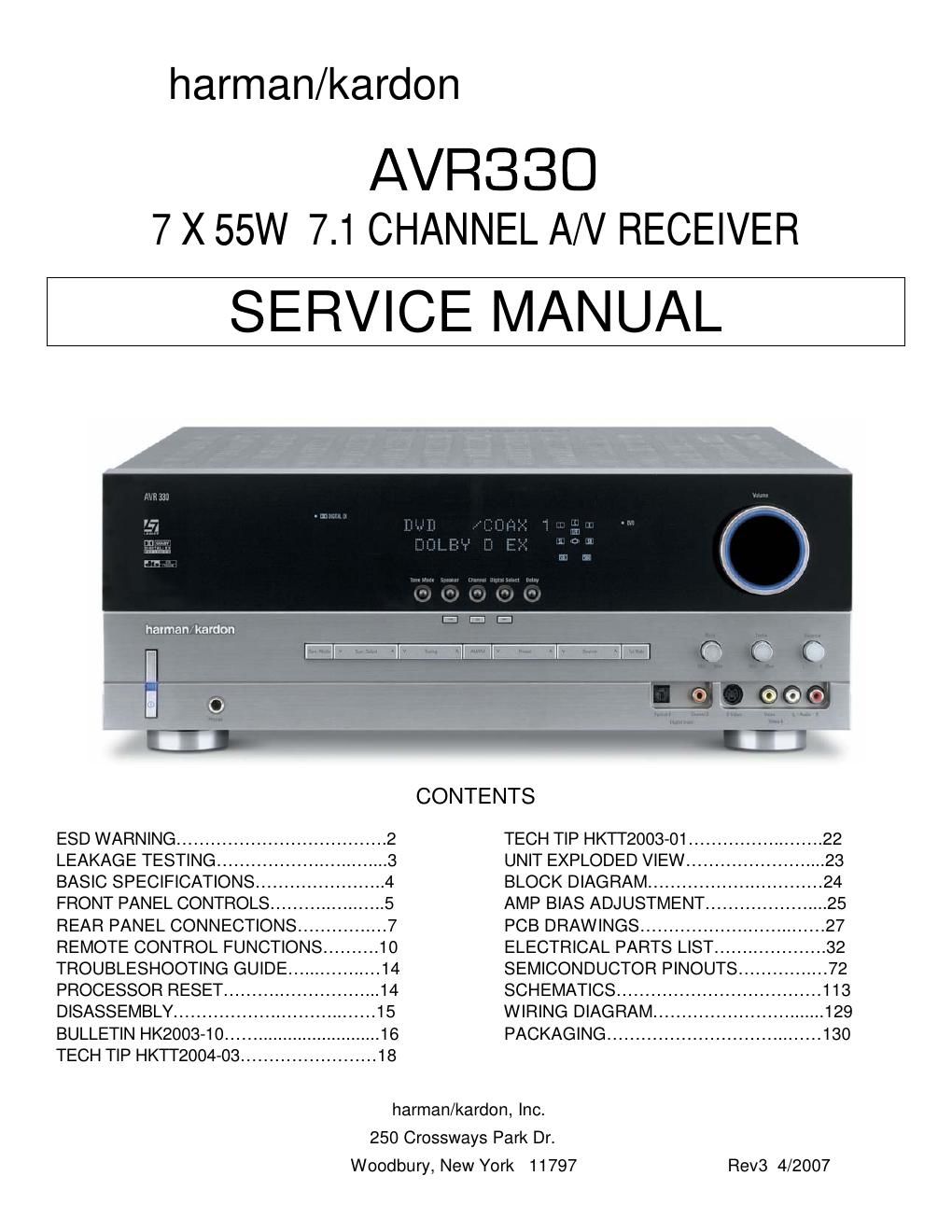 harman kardon avr 330 mk3 service manual