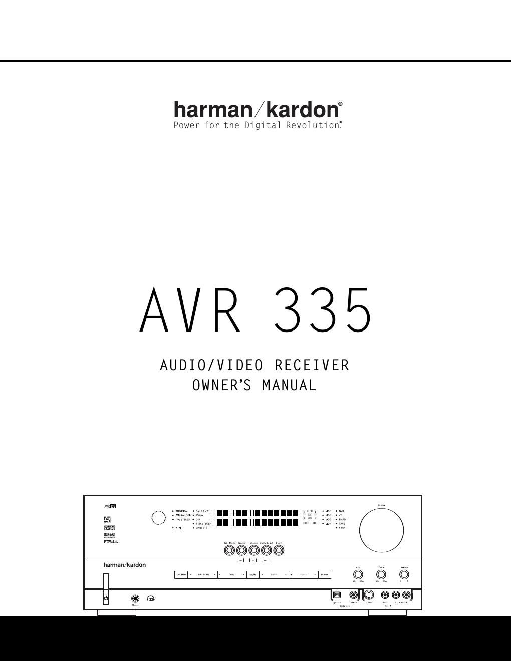 harman kardon avr 335 owners manual