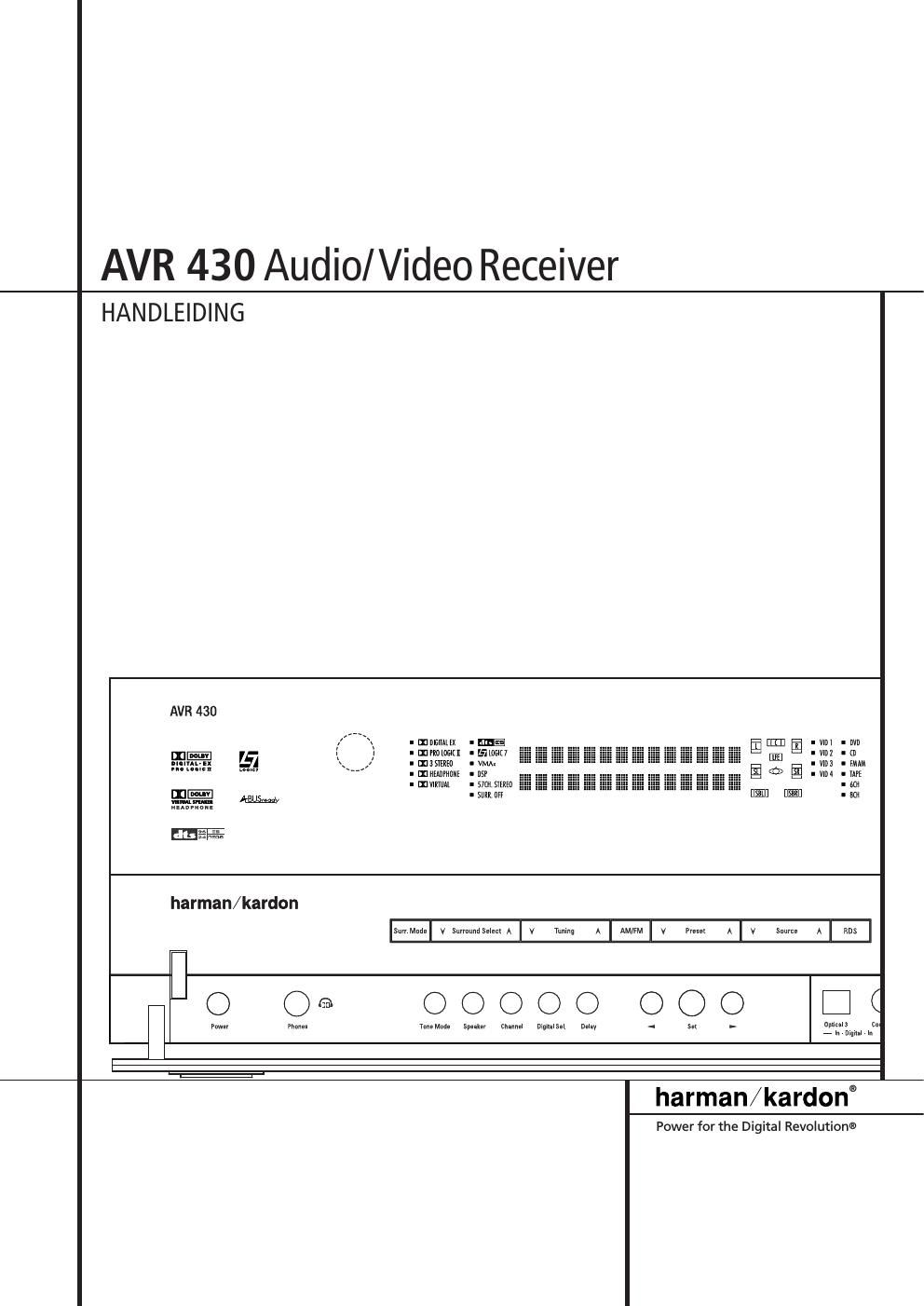 harman kardon avr 430 owners manual