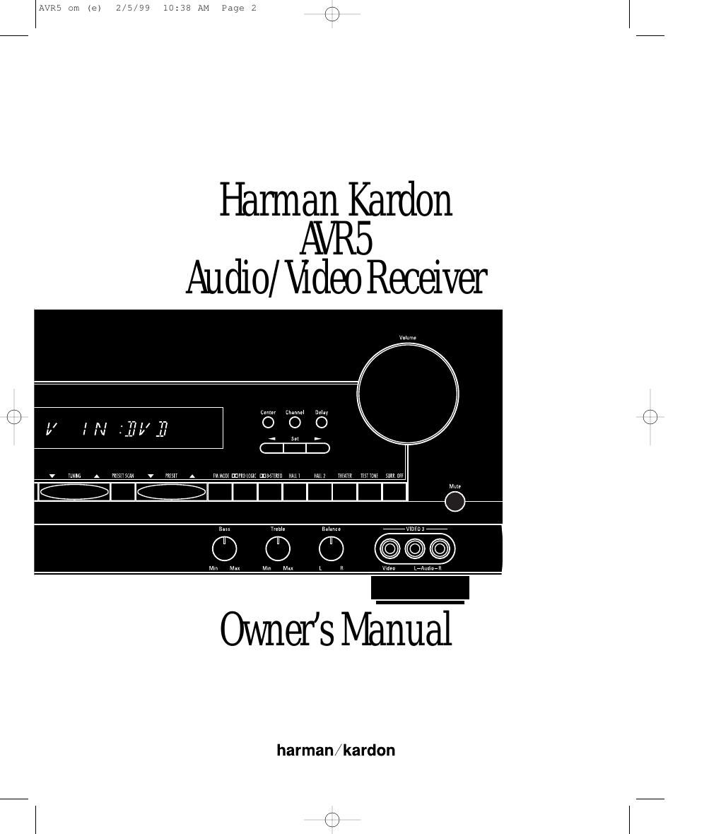 harman kardon avr 5 owners manual