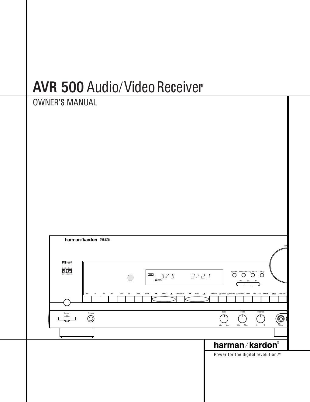 harman kardon avr 500 owners manual