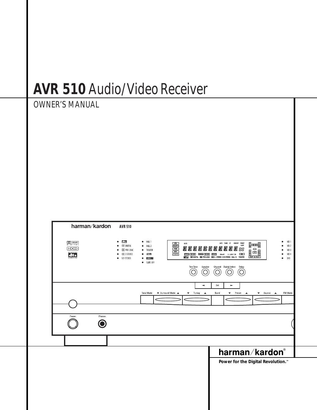 harman kardon avr 510 owners manual