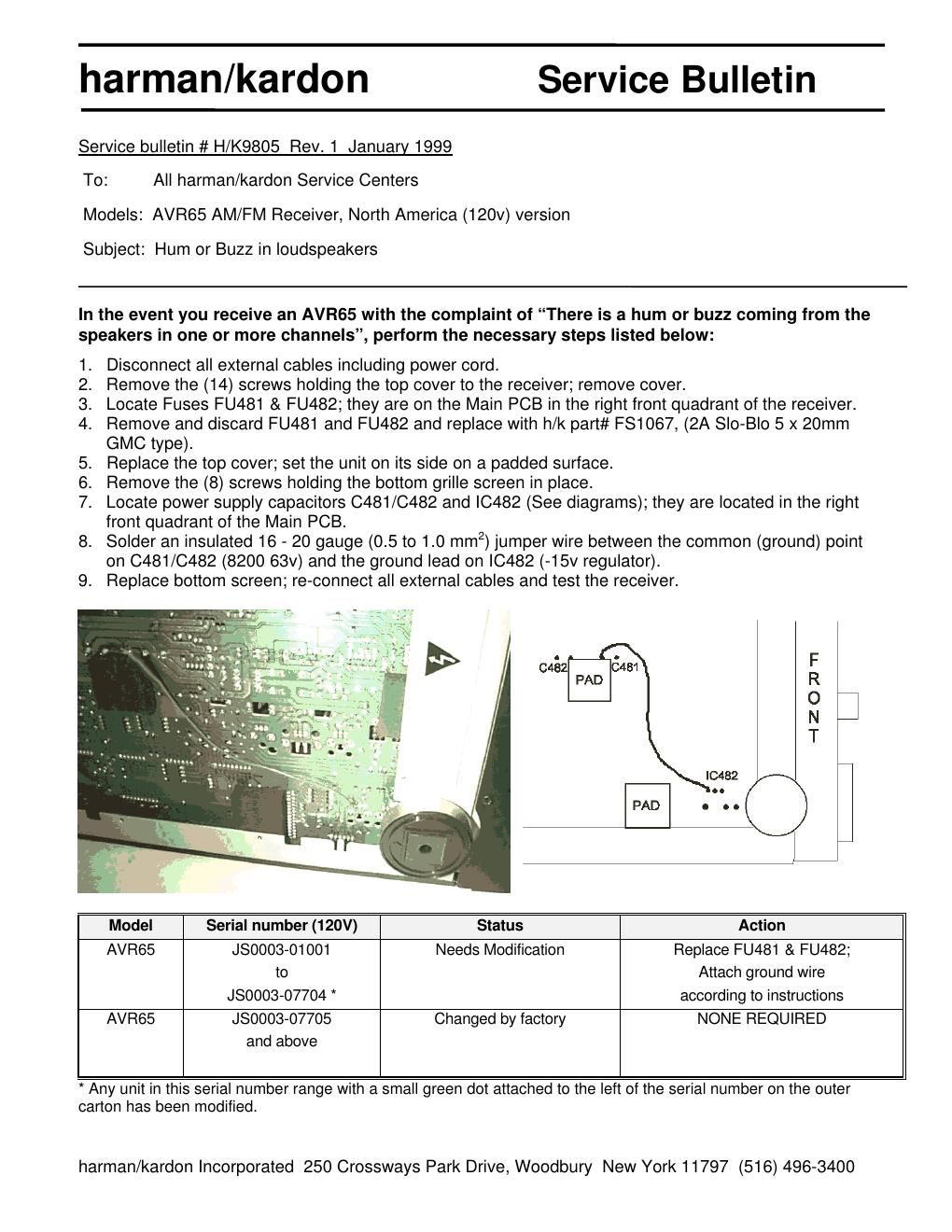 harman kardon avr 65 service manual