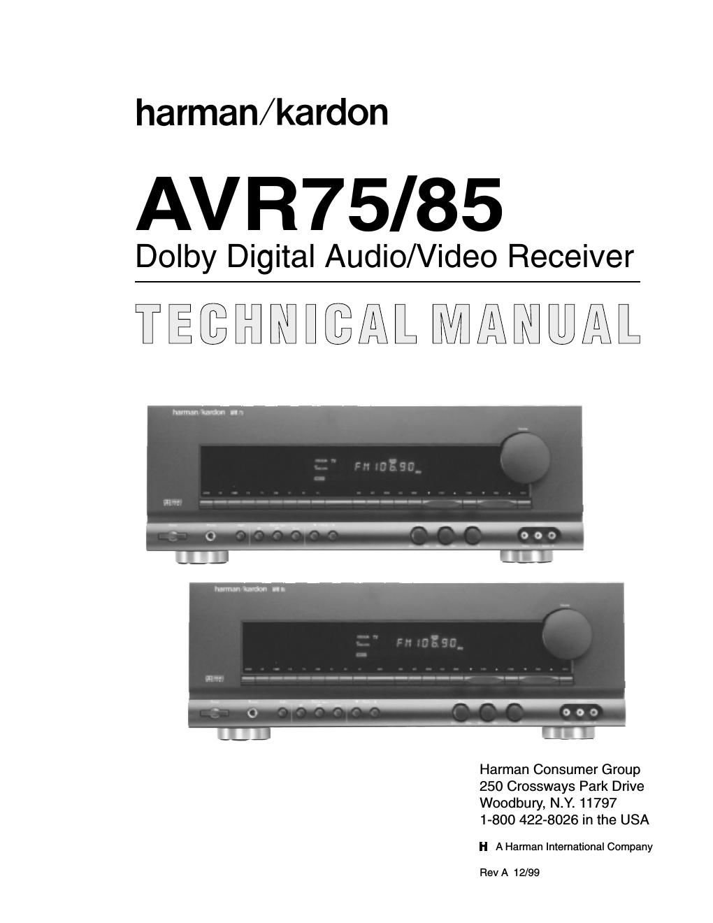 harman kardon avr 75 85 service manual