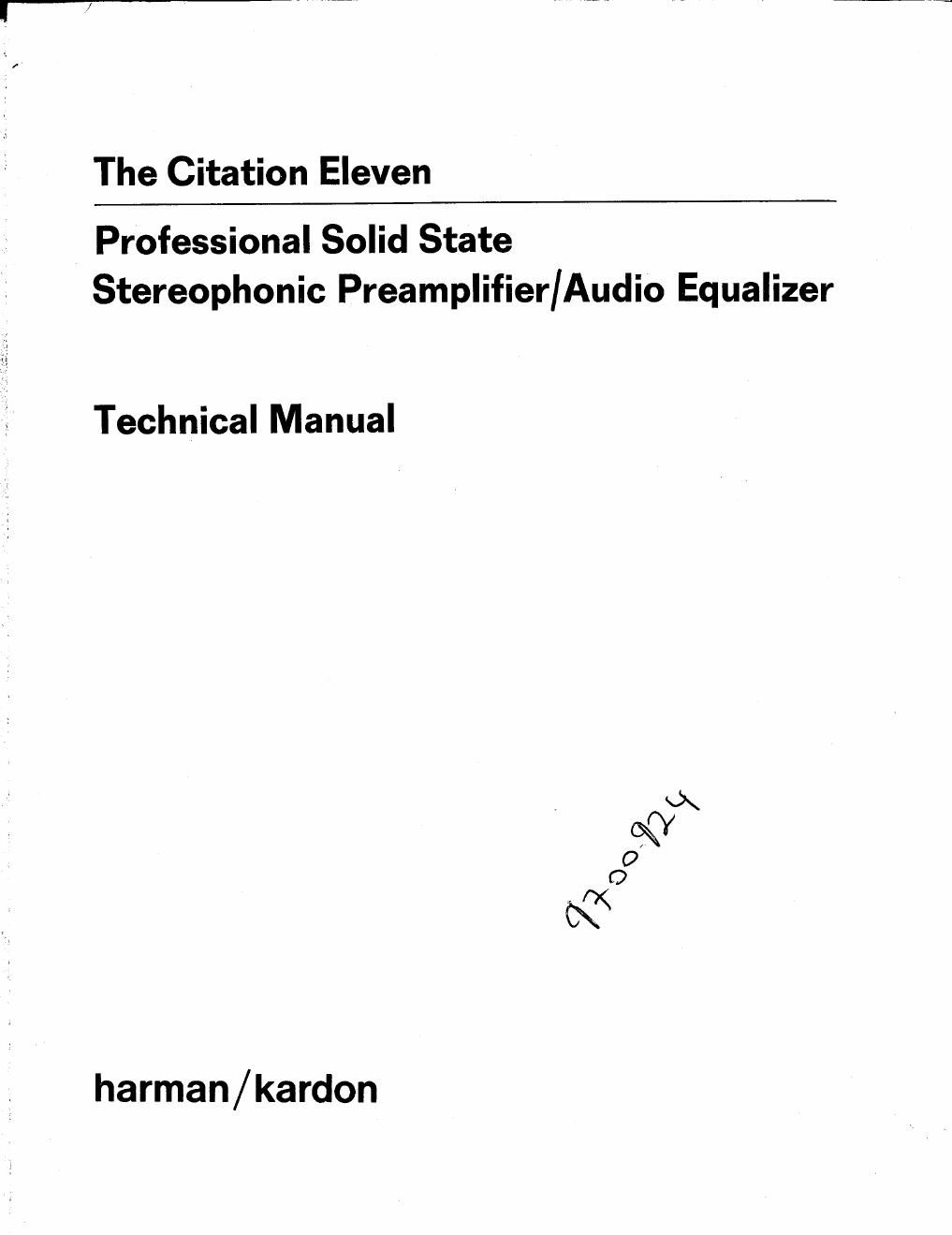 harman kardon citation 11 service manual