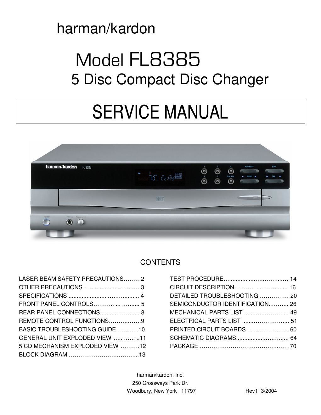 harman kardon fl 8385 service manual