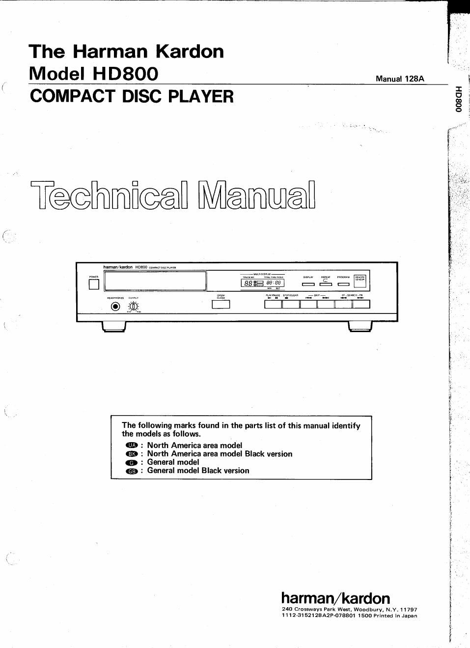 harman kardon hd 800 service manual