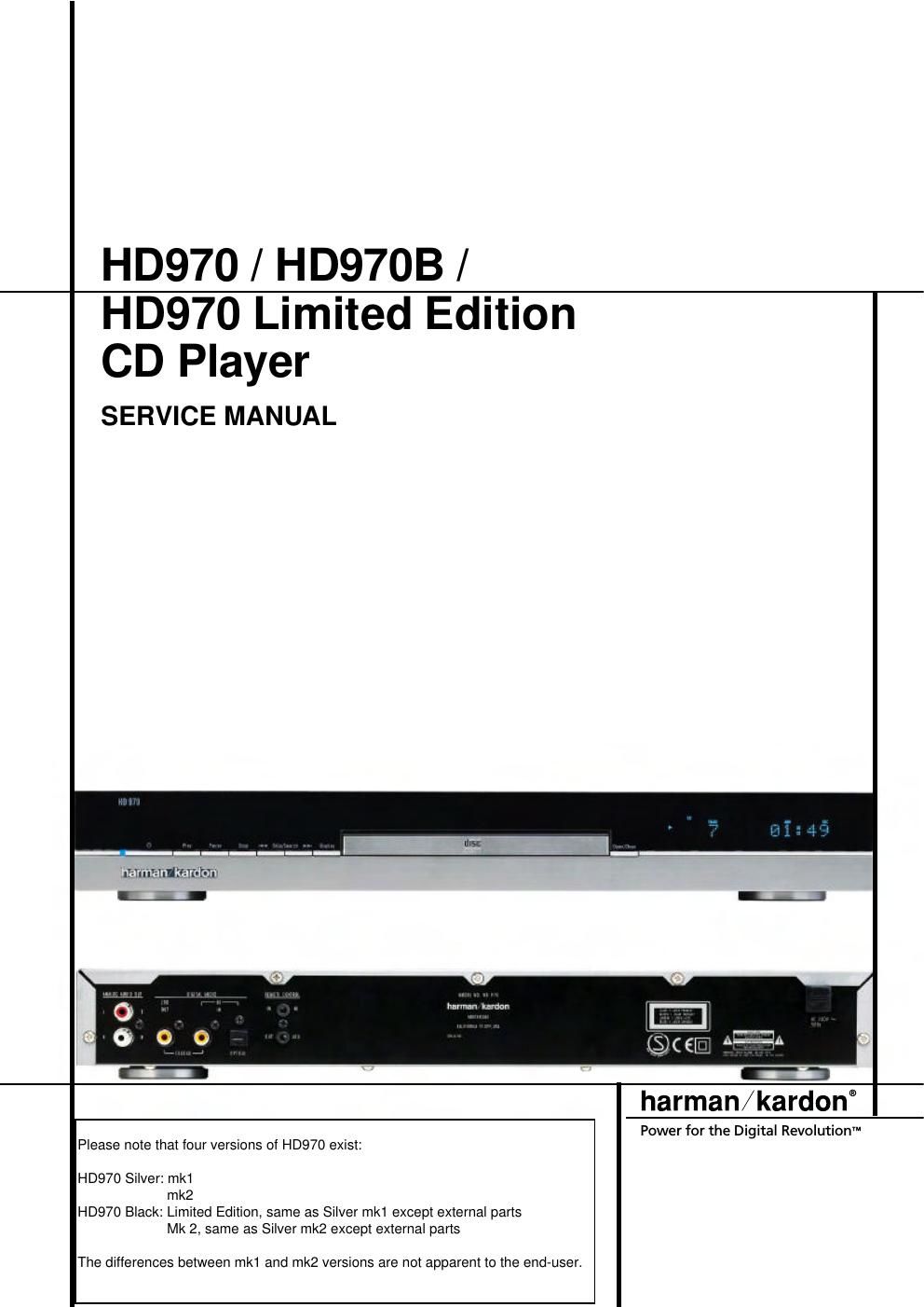 harman kardon hd 970 limedit cd