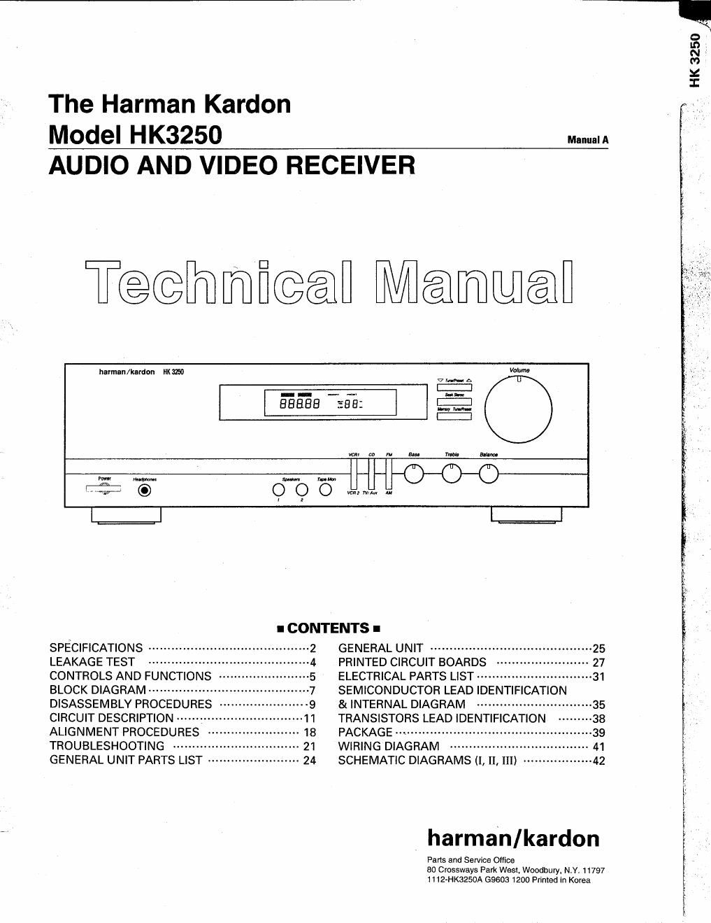 harman kardon hk 3250 service manual