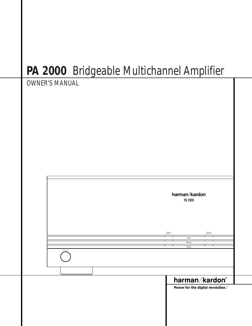 harman kardon pa 2000 owners manual