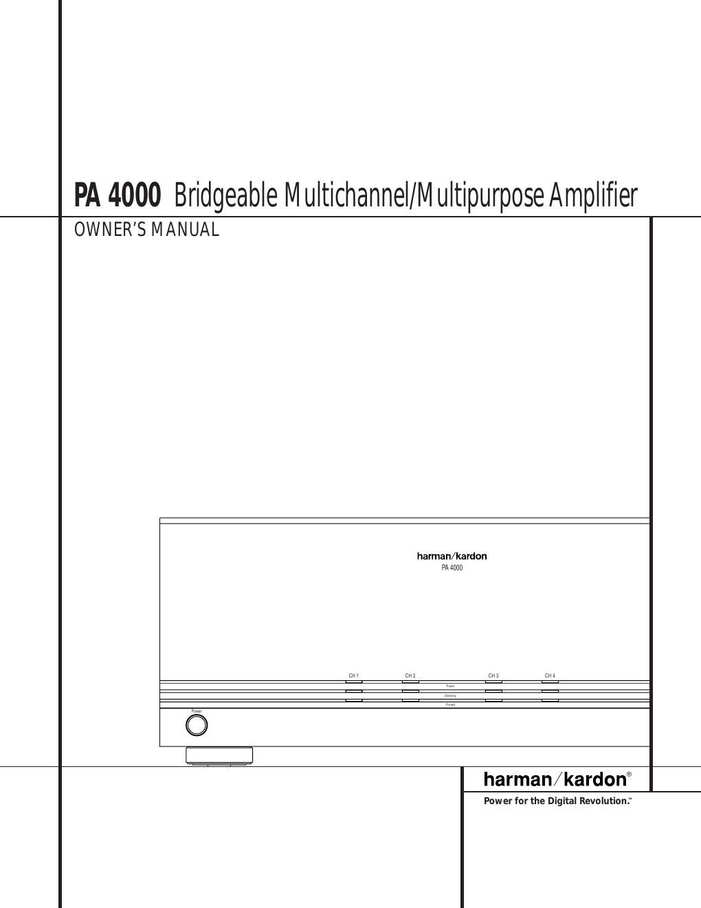 harman kardon pa 4000 owners manual