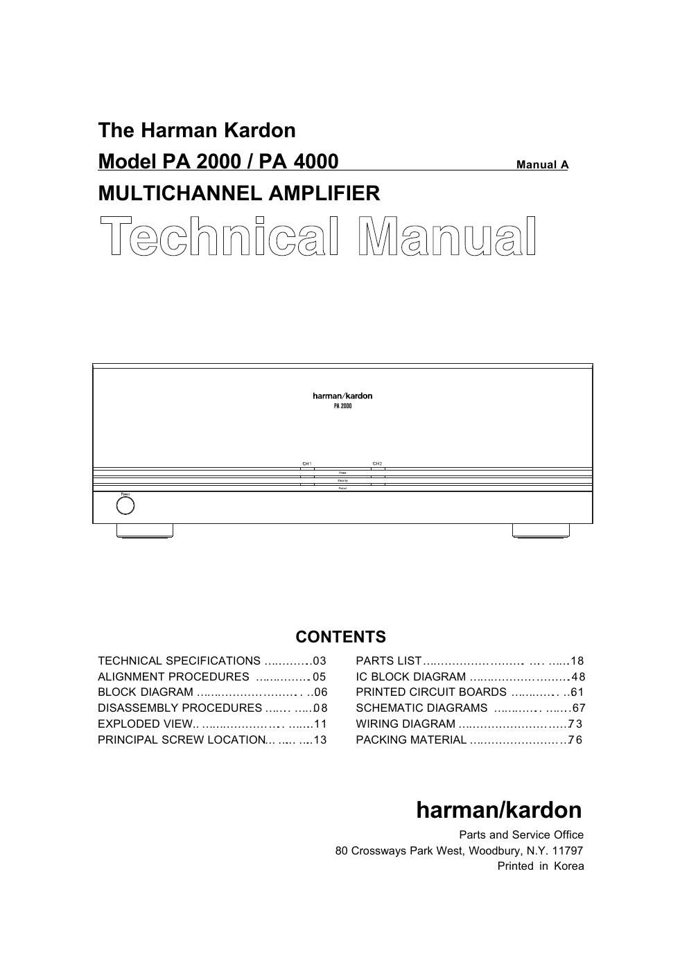 harman kardon pa 4000 service manual