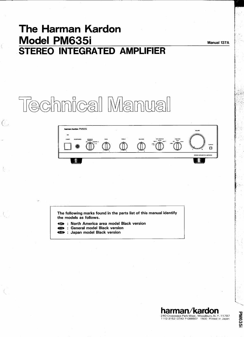 harman kardon pm 635 i service manual