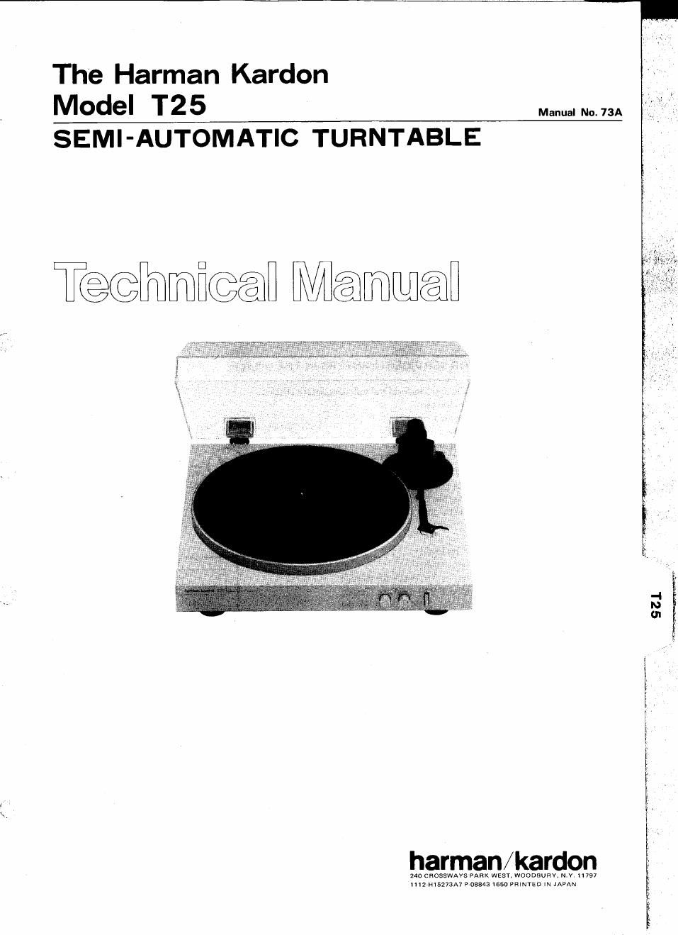 harman kardon t 25 service manual