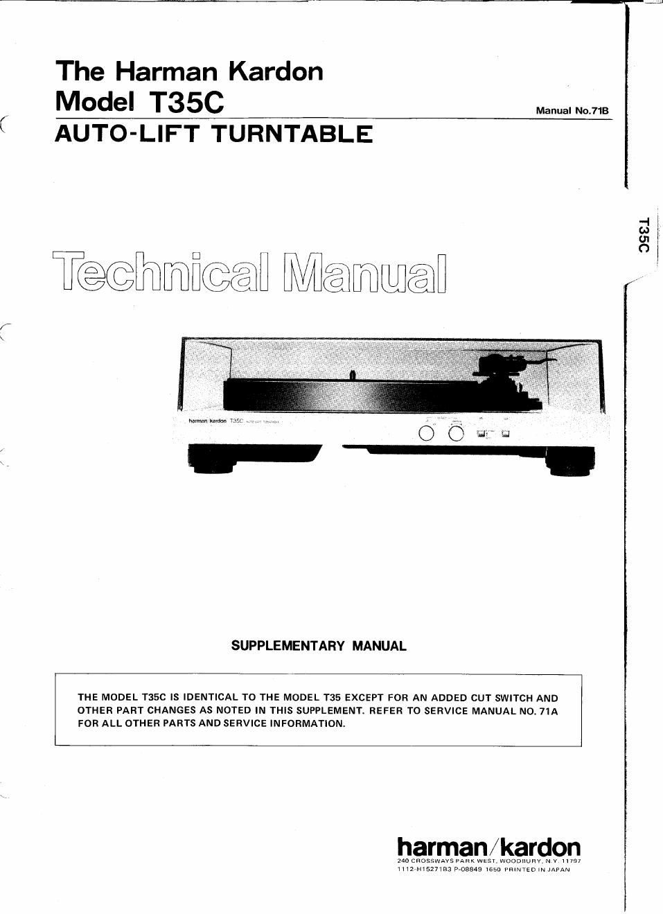 harman kardon t 35 c service manual