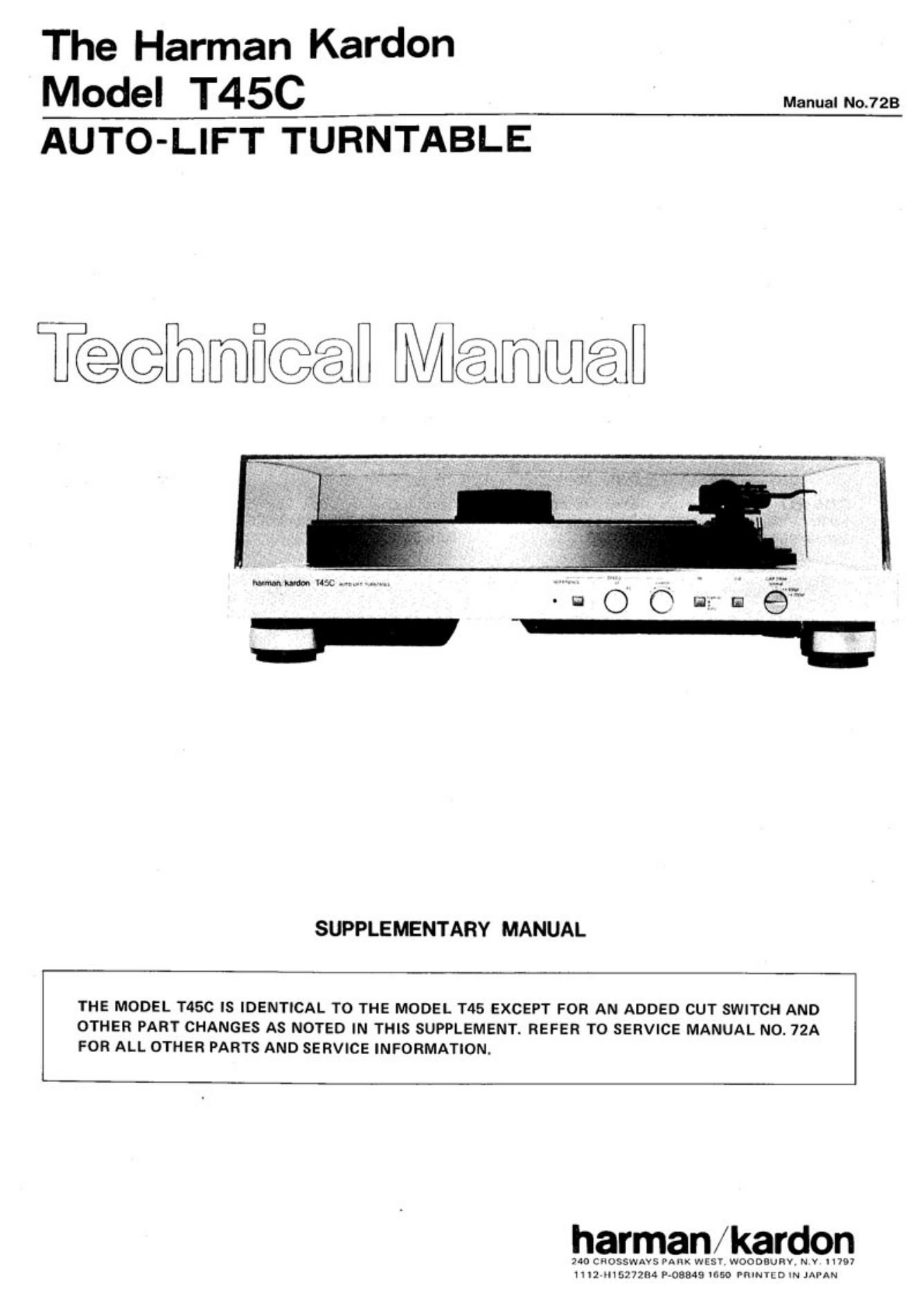 harman kardon t 45 c service manual