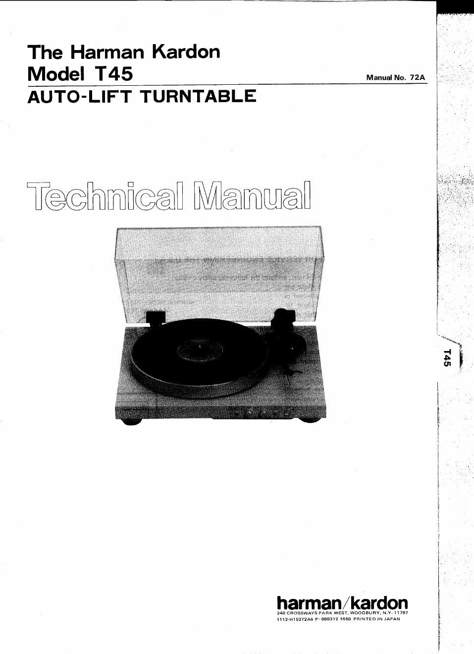 harman kardon t 45 service manual