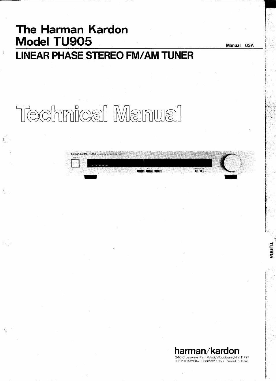 harman kardon tu 905 service manual