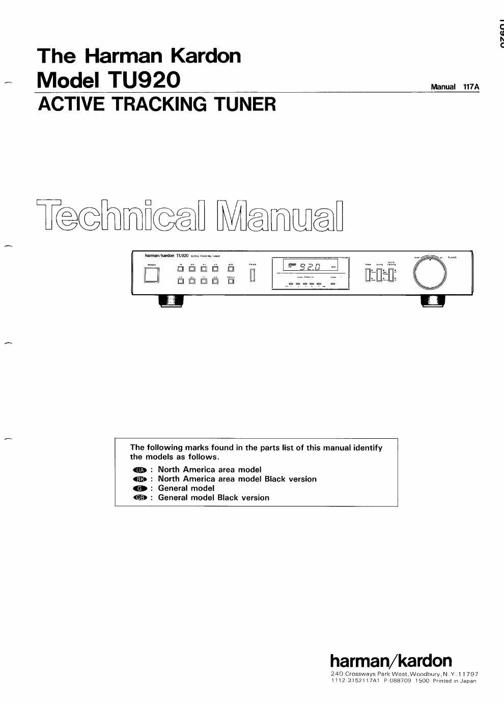 harman kardon tu 920 service manual