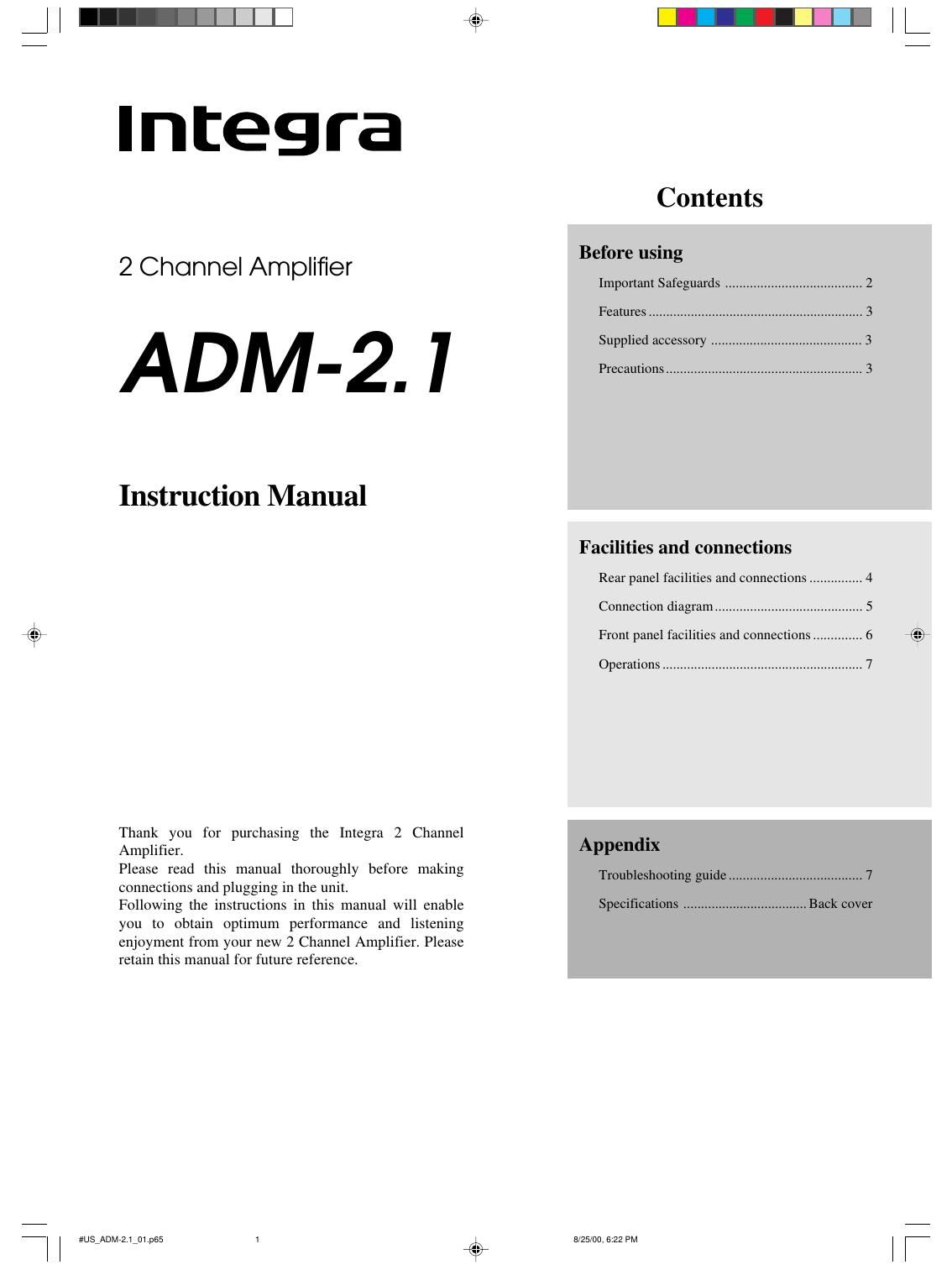 integra adm 2 1 owners manual