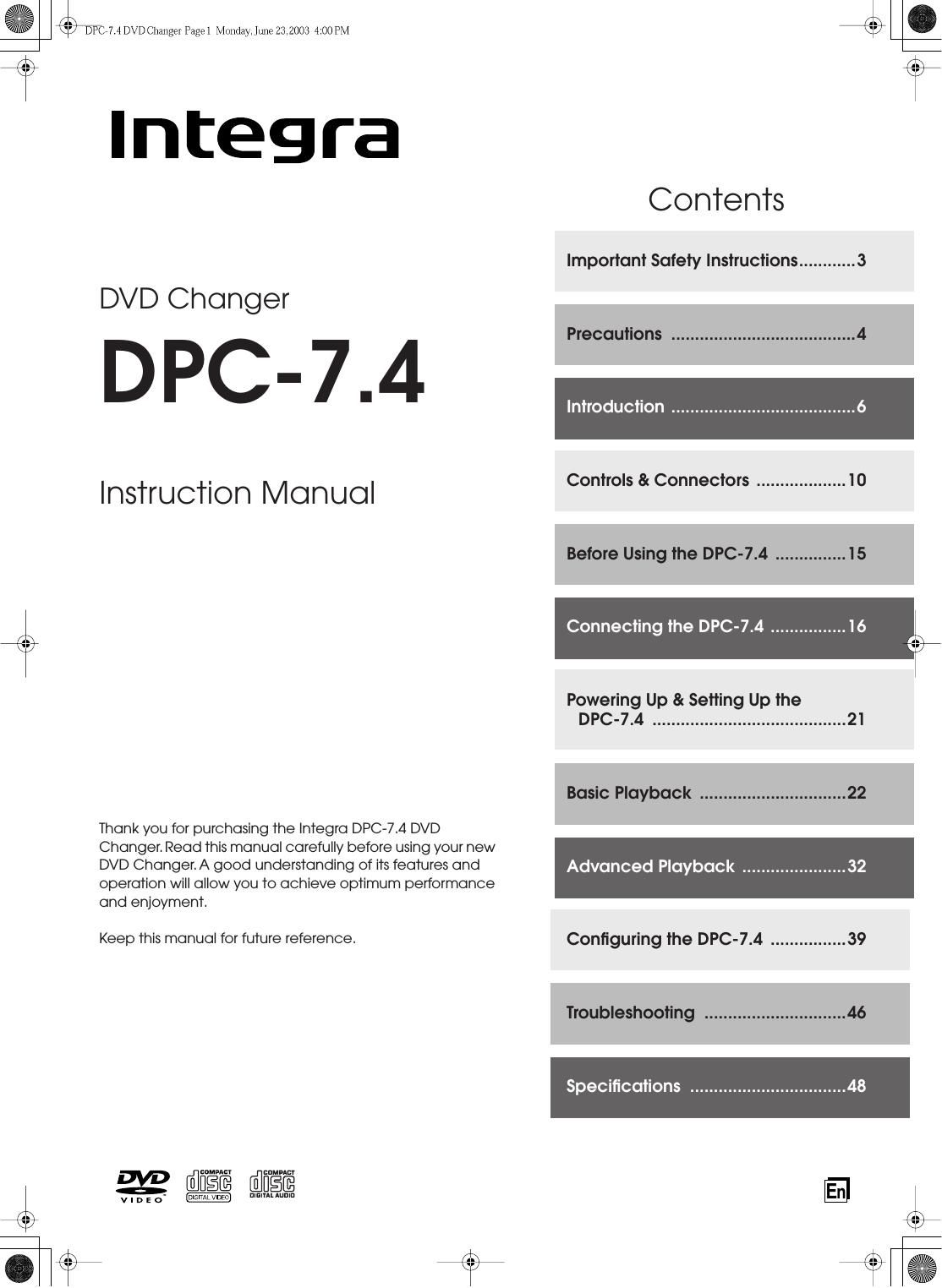 integra dpc 7 4 owners manual