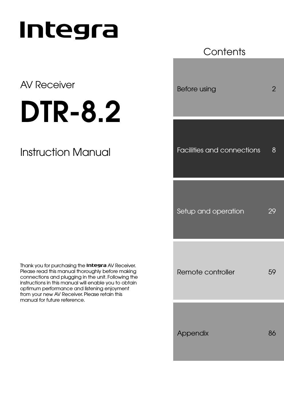 integra dtr 8 2 owners manual