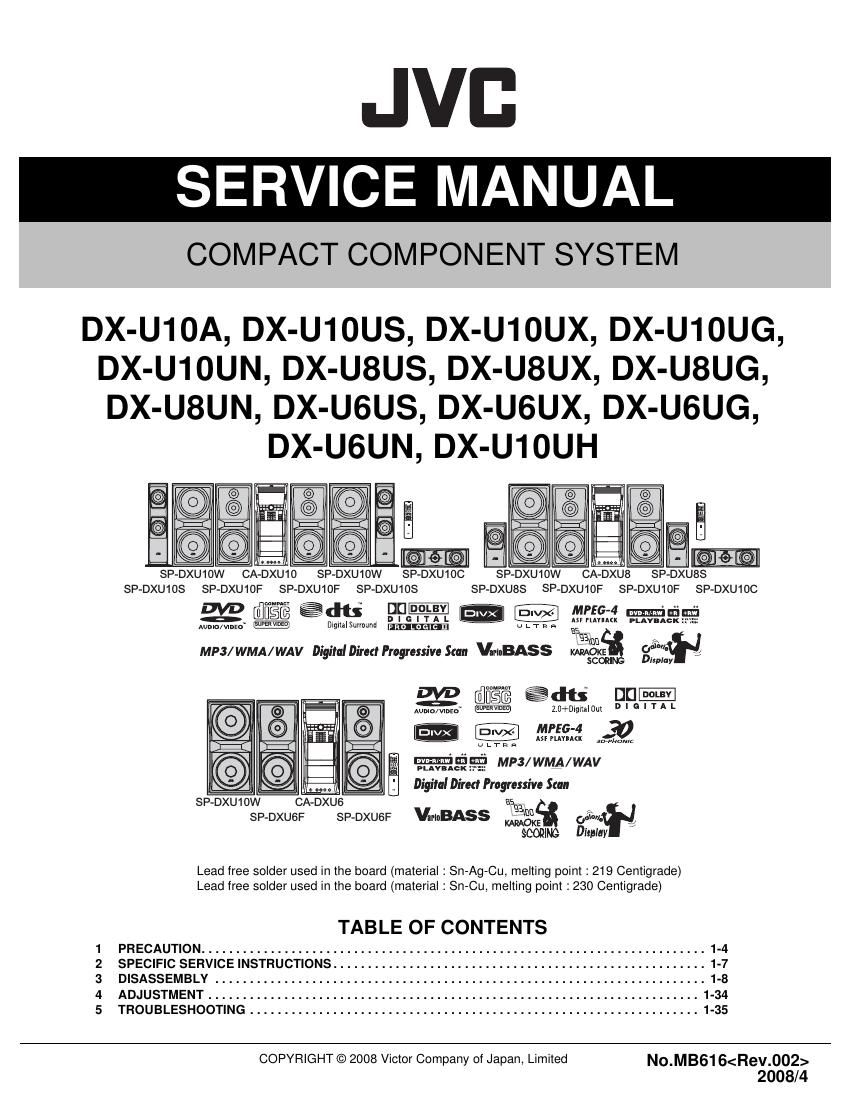 Jvc DXU 8 Service Manual