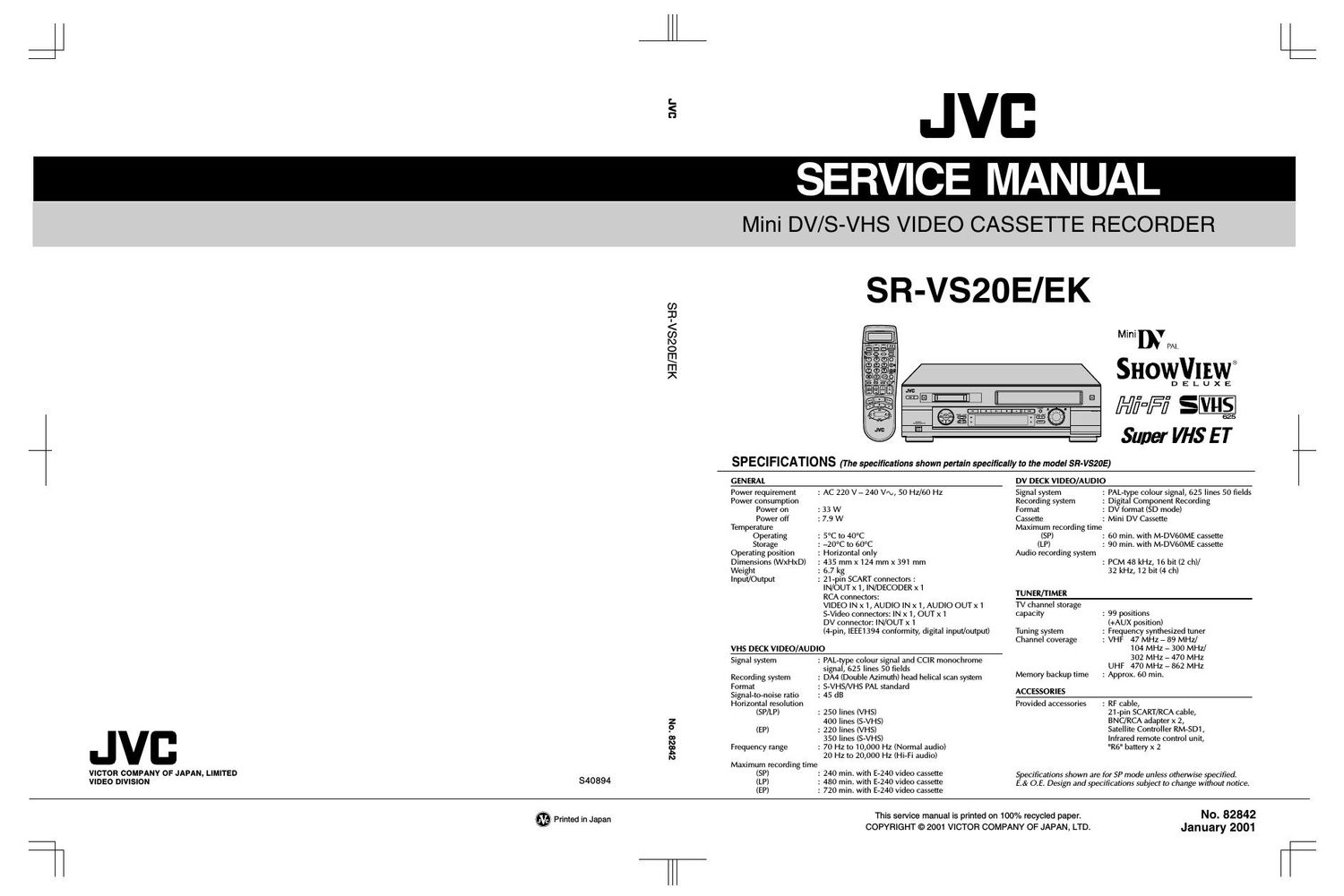 Jvc SRVS 20 EK Schematic