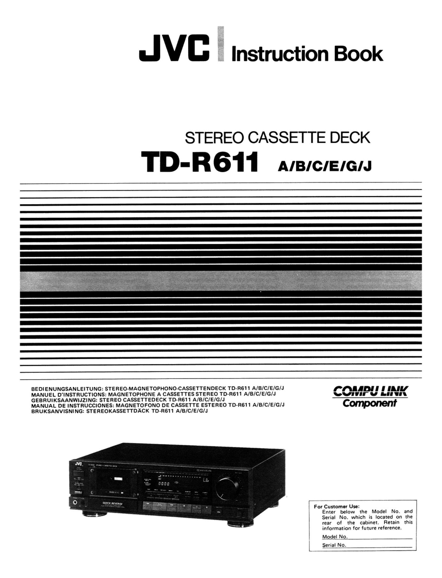 Jvc TDR 611 Owners Manual