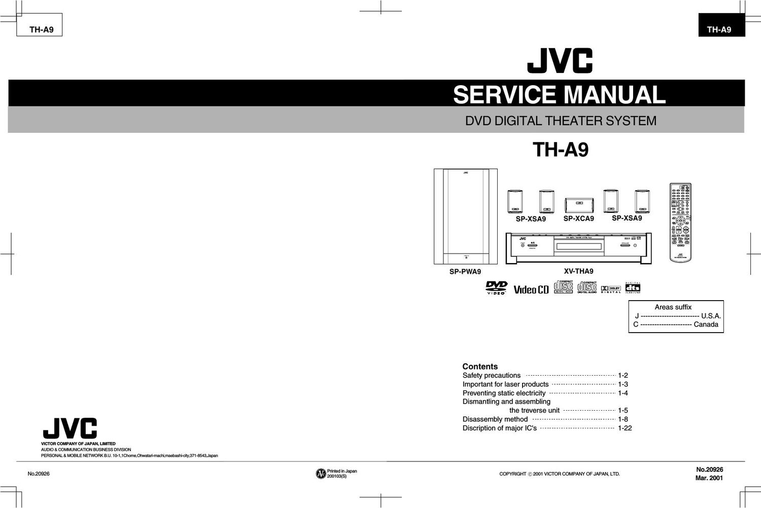 Jvc THA 9 Service Manual