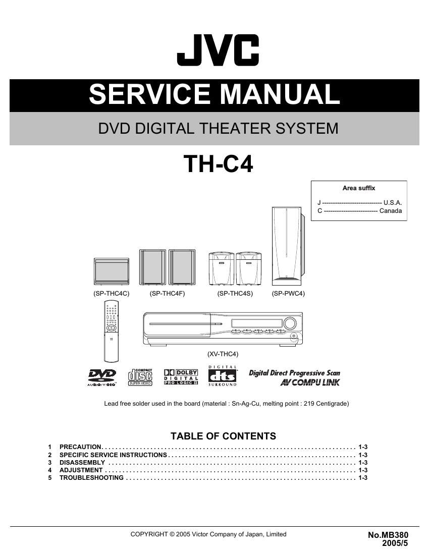 Free Audio Service Manuals - Free download Jvc THC 4 Service Manual