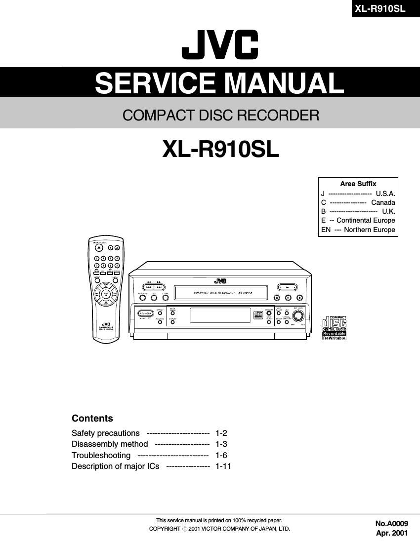 Jvc XLR 910 SL Service Manual