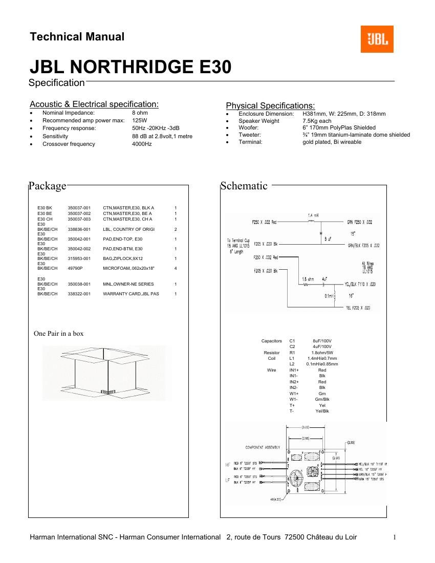 Jbl e150p 230 схема