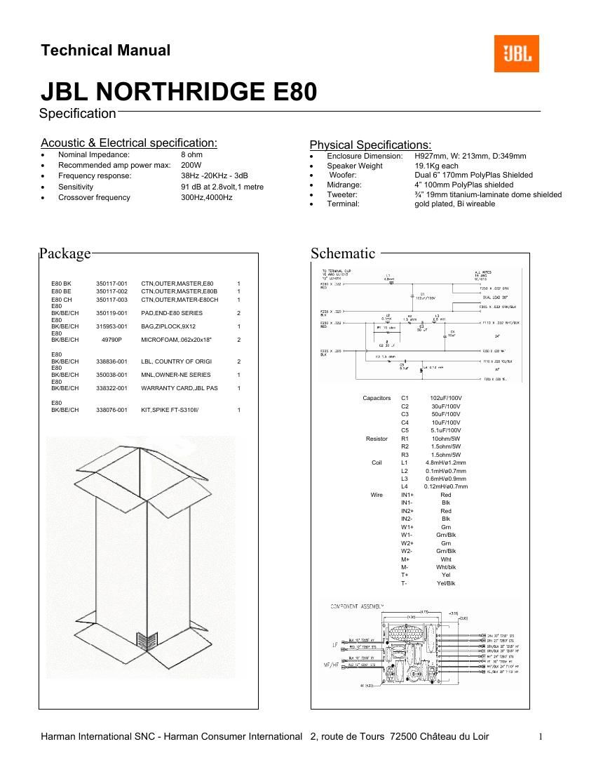 jbl northbridge e 80 service manual