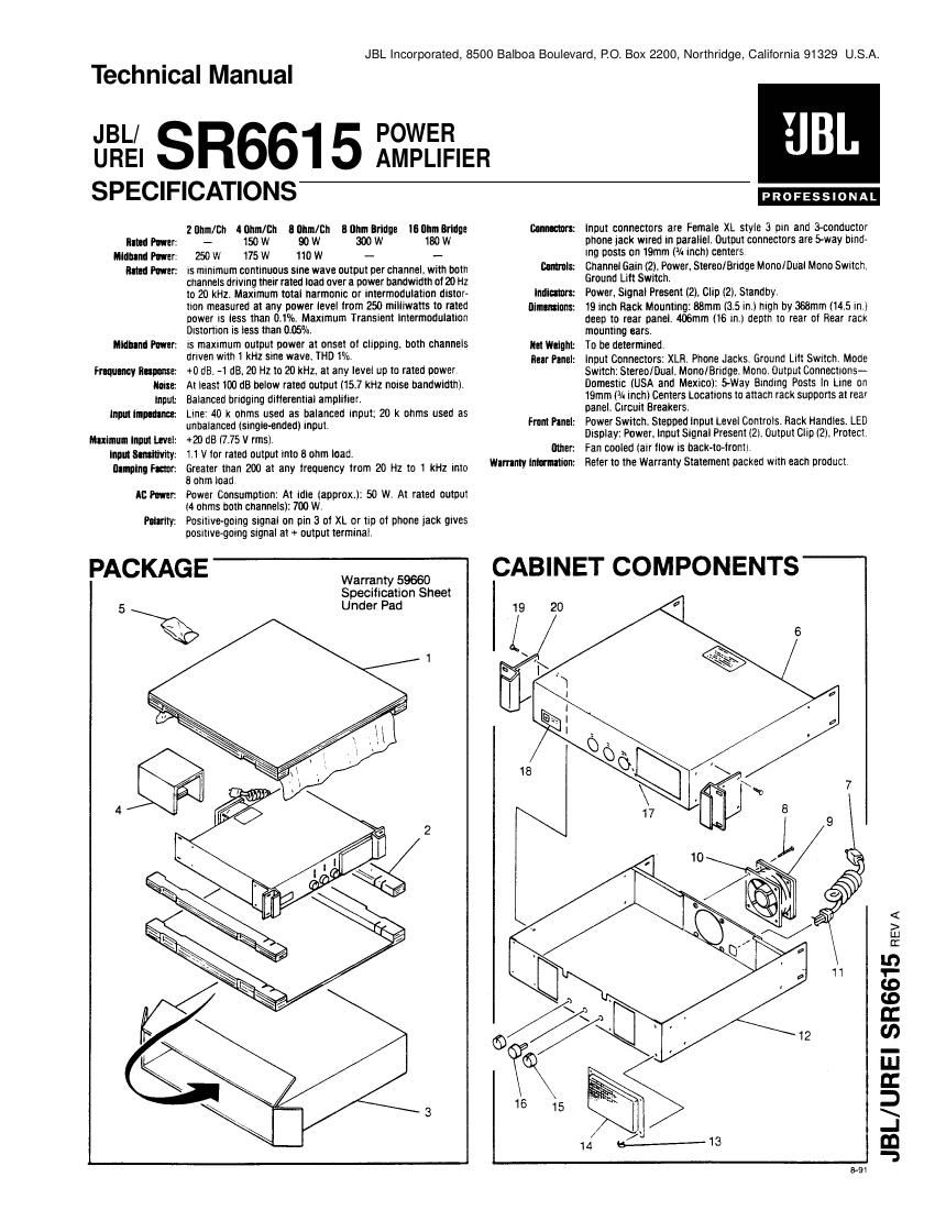 jbl sr 6615 power amp service manual