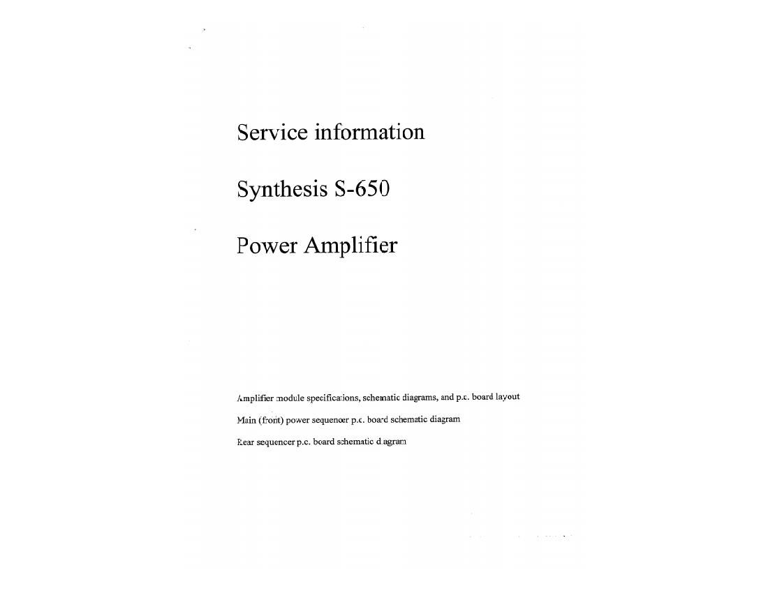 jbl synthesis s 650 service manual